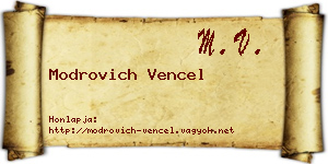 Modrovich Vencel névjegykártya